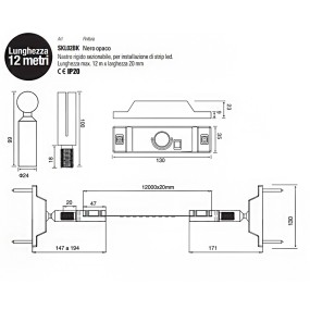 Sistema montaggio strip led Redo Group Italia XSKYLINE 12mt