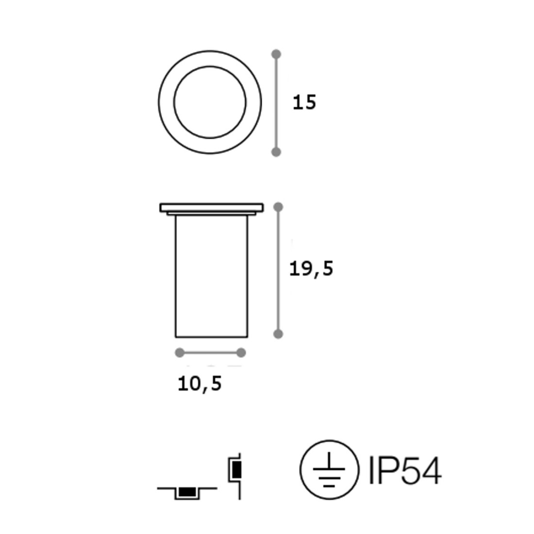 Ideal Lux Foco empotrable PARK ROUND MEDIUM PT1 032825 E27 LED