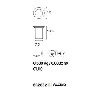 Spot à encastrer en métal pvc, extérieur IP65, douille LED GU10