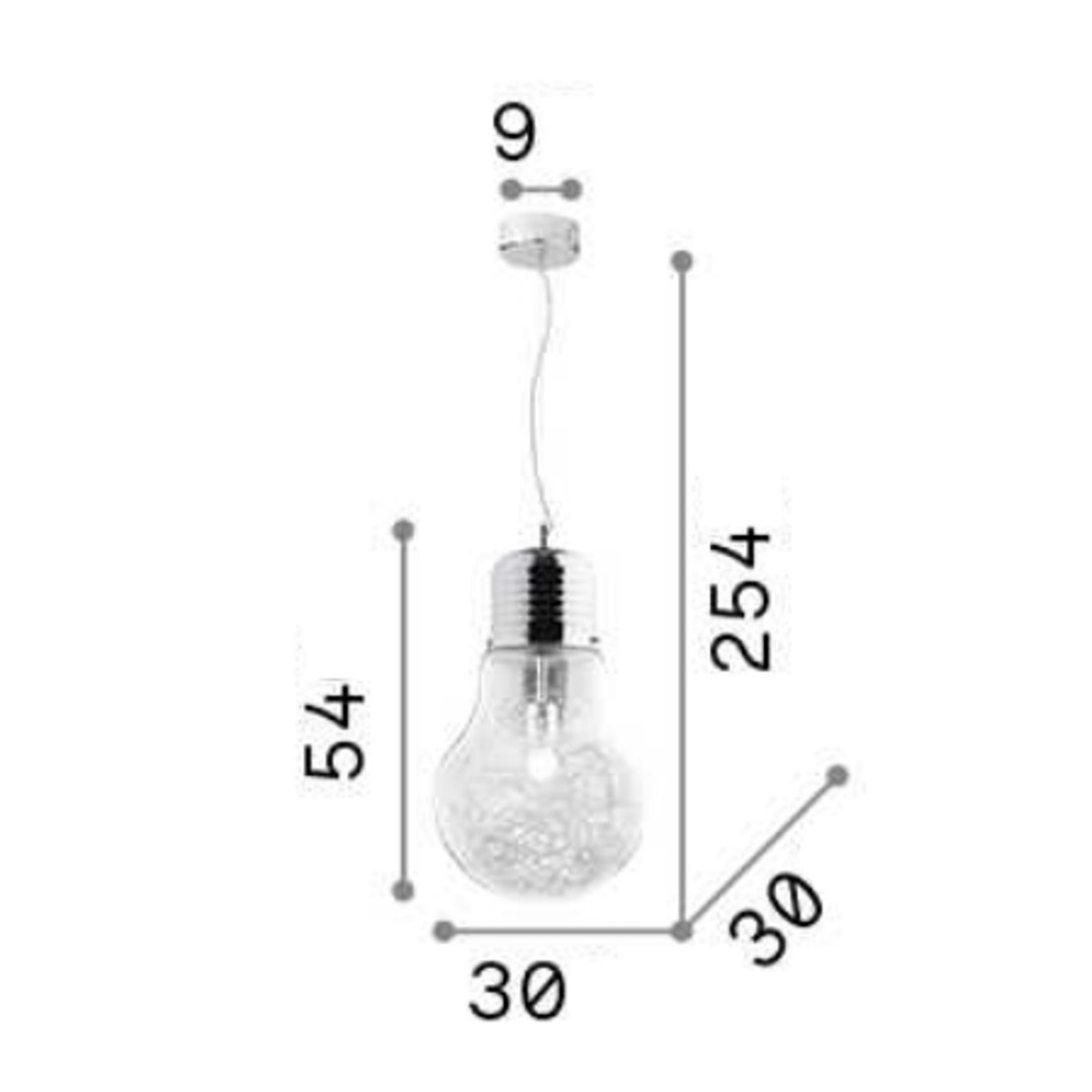 Moderner Glühbirnen-Kronleuchter mit E27 Fassung max. 60W.