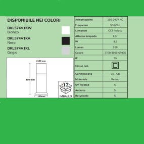 Poste de luz moderno Darklight AMELIA 400 E27 LED lámpara de pie