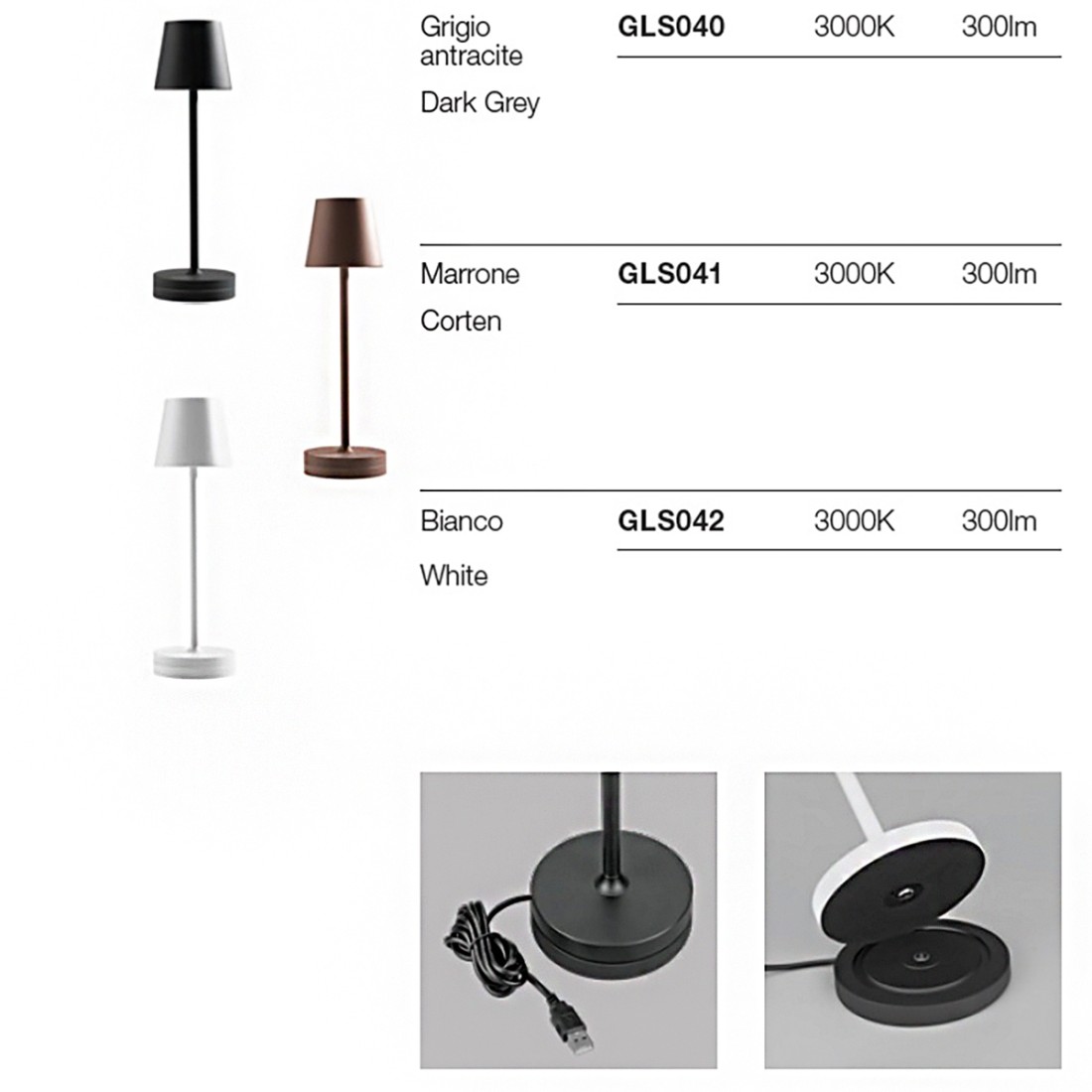 Abat-jour esterno batteria Gea Led GLS041 300LM IP54 marrone