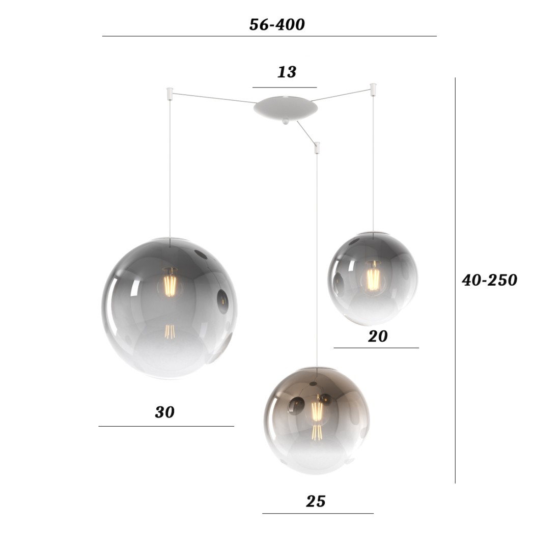 Lustre moderne Top Light BIG ECLIPSE 1194 BI S3 S MIX