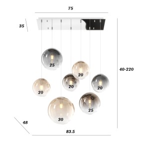 Lampadario moderno Top Light BIG ECLIPSE 1194 CR S7 RMIX MC