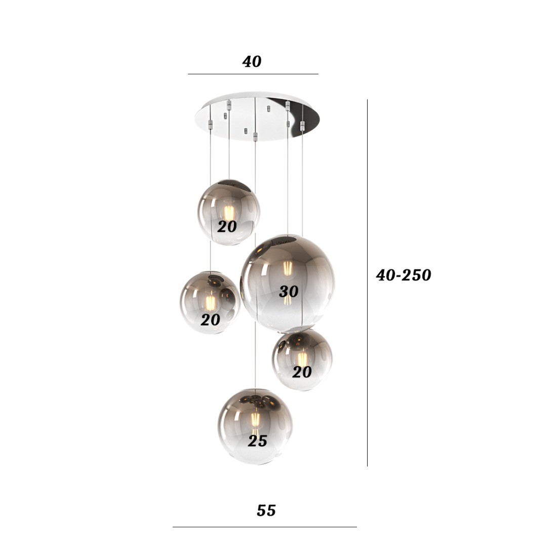 Moderner Kronleuchter Top Light BIG ECLIPSE 1194 CR S5 TMIX BR