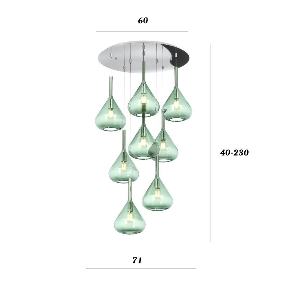 Moderner Kronleuchter Top Light KONA 1177 CR S8 T VE