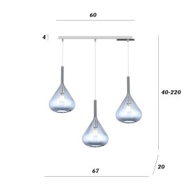 Lampadario moderno Top Light KONA 1177 CR S3 R BL TR