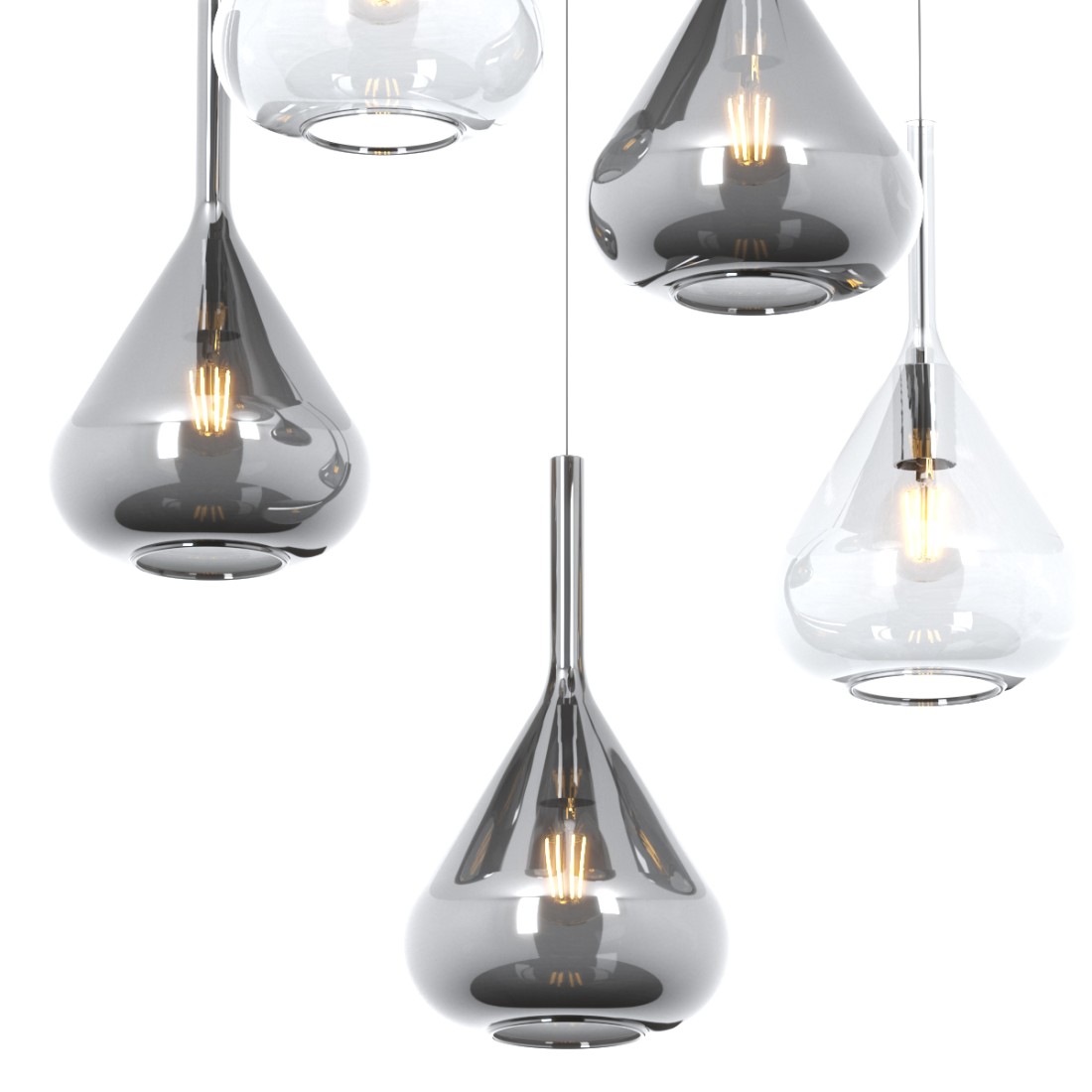 Lampadario moderno grande grappolo 12 luci vetri a cascata TOP LIGHT KONA  1177CR/S12-T-TAF Idea Luce di Filippi - Carrù(Cuneo)