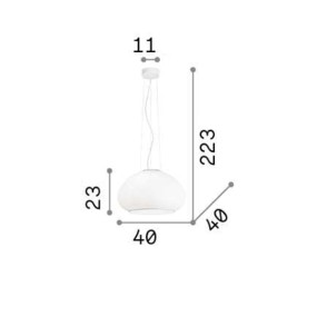 Suspension moderne avec dôme en verre blanc 40cm.