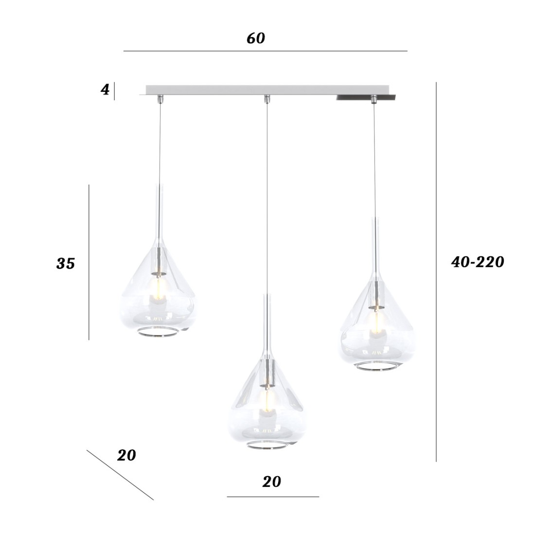 Lampadario Top Light KONA 1177 CR S3 R TR