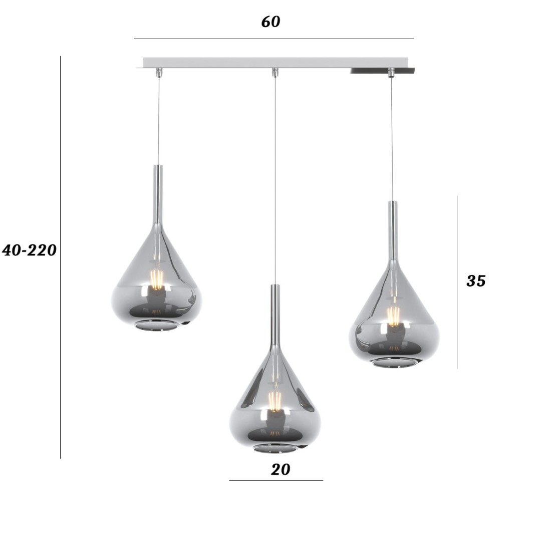 Lampadario moderno grande grappolo 12 luci vetri a cascata TOP LIGHT KONA  1177CR/S12-T-TAF Idea Luce di Filippi - Carrù(Cuneo)