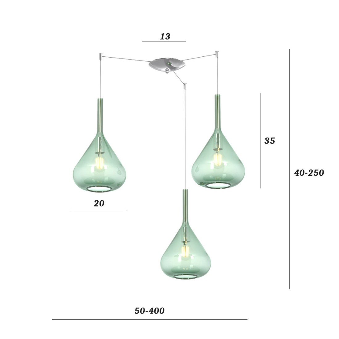 Lampadario Top Light KONA 1177 CR S3 S VE