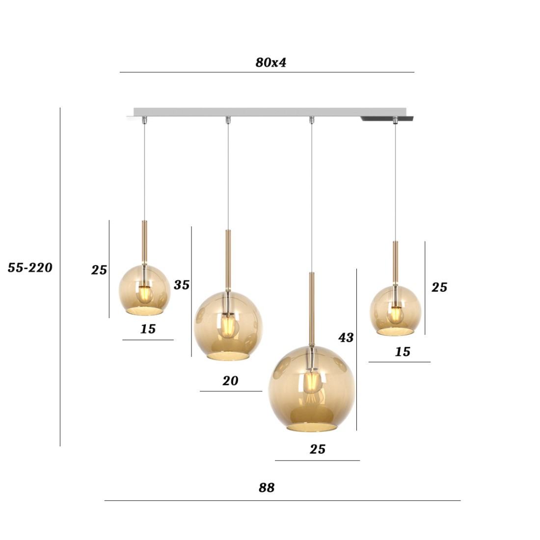 Lustre moderne Top Light FUTURE 1155 CR S4 RMIX AM