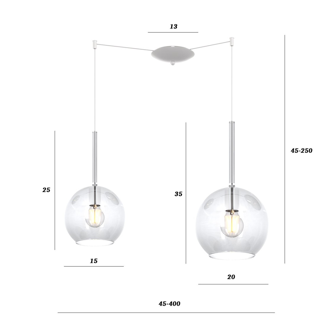 Lámpara de araña moderna Top Light FUTURE 1155 BI S2 SMIX TR