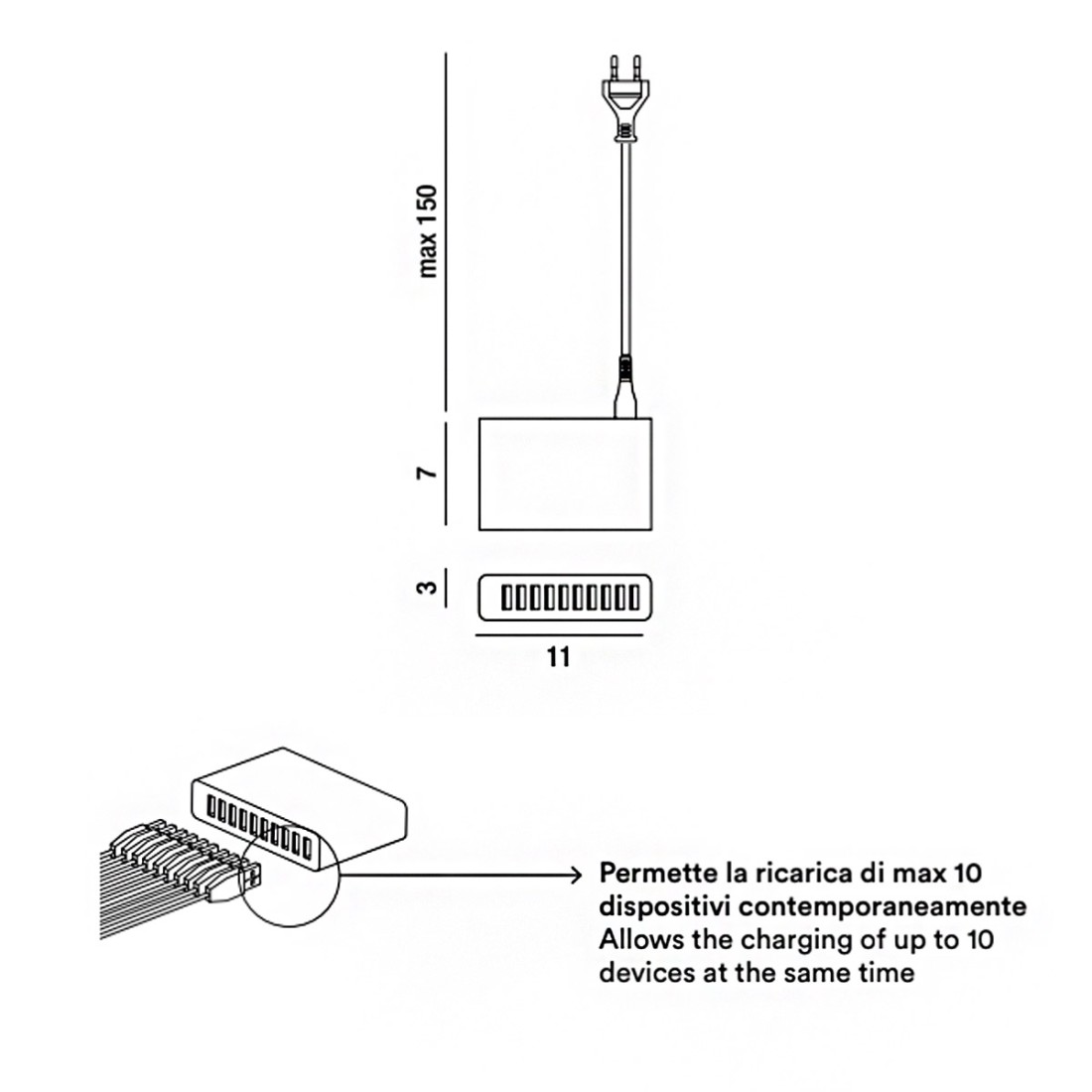 Chargeur USB universel multiprise Perenz 91CARIC.USB-M