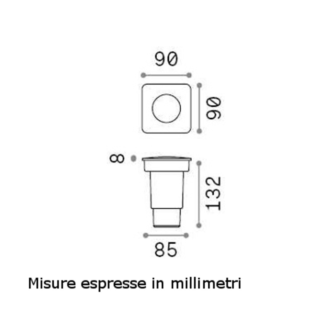 Foco empotrable cuadrado, resina, walk over, drive over, ip67.