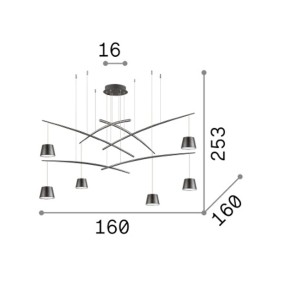 candelabro 6 luces, casquillos, pantallas, metal, negro, Led.