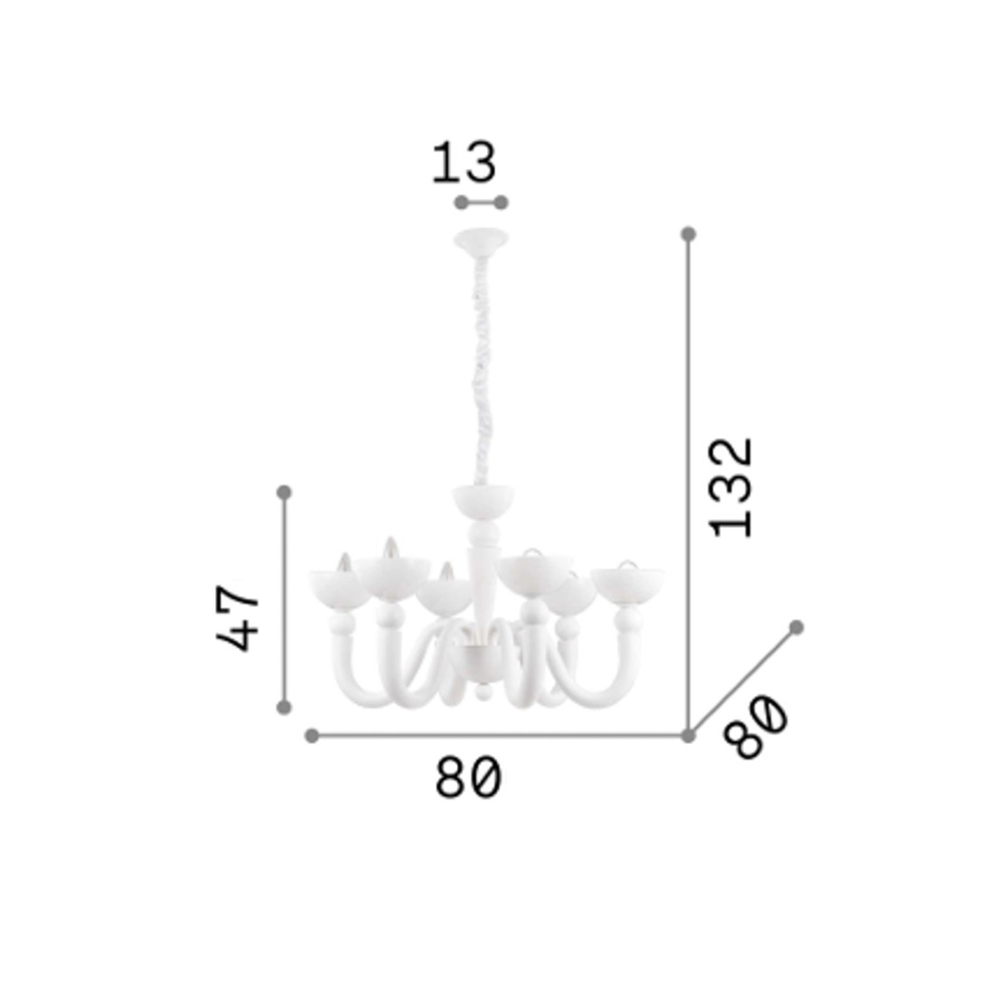 Ideal Lux Kronleuchter BON BON E14 LED Metall mundgeblasene Glaskette Abdecklampe Deckenaufhängung klassisch modern multi-light