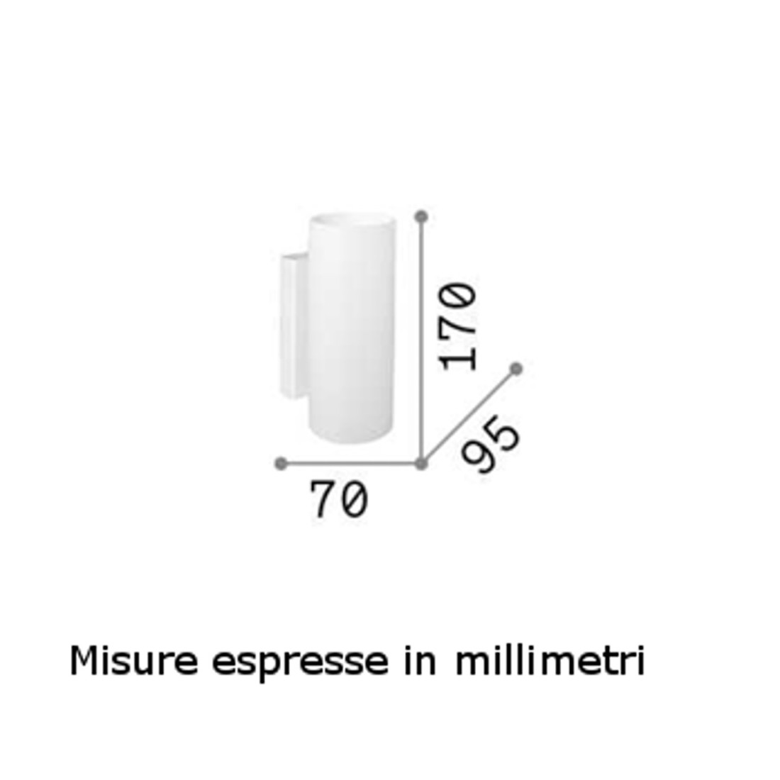 Wandleuchte Paul AP2 Ideal Lux Zylinder opakes weißes Glas, doppelte Emission