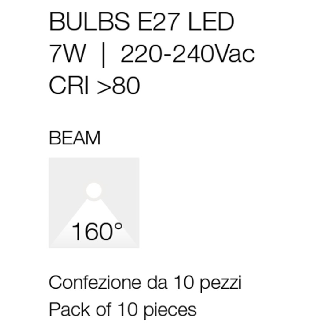 Pack de 10 Gea Led GLA240C 7W LED E27 160° blanc