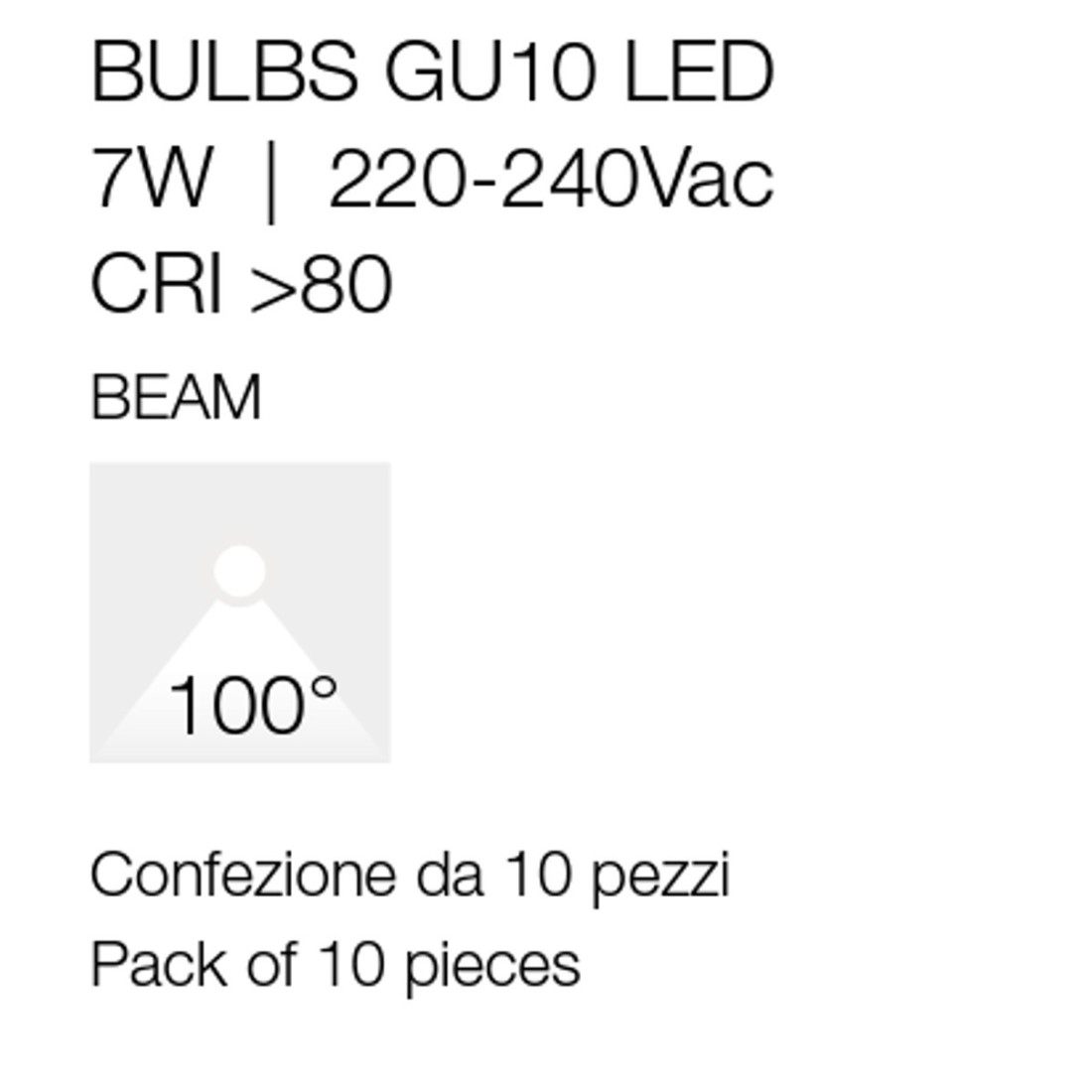Lampadina Led GU10 10W 4000K Luce Naturale 1300LM 110° CRI 80 Pack