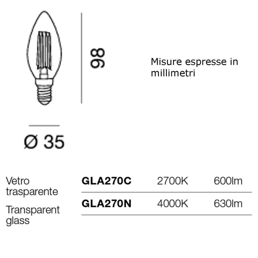 6W LED Olivenbirne mit kleinem E14 Anschluss