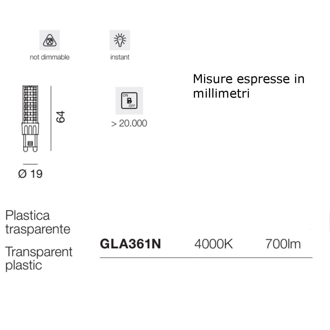 Pack de 20 bombillas Gea Led GLA361N