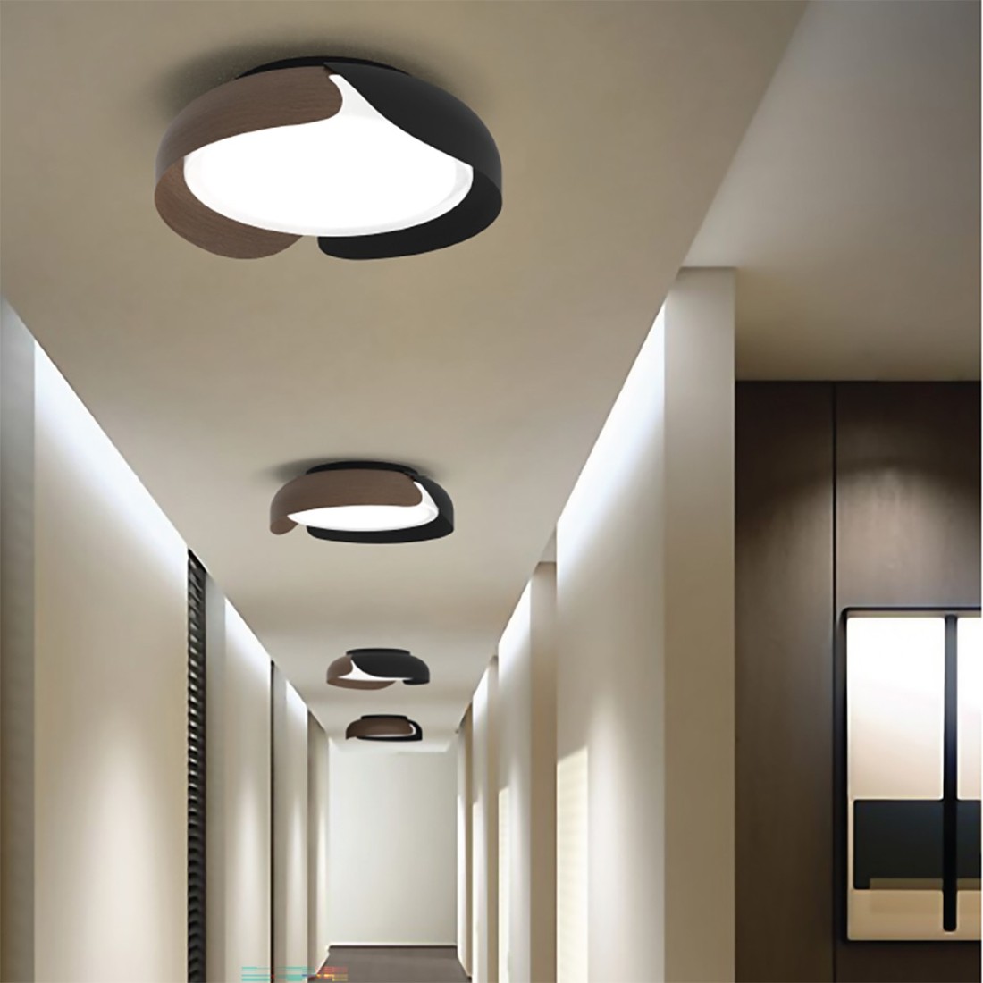 Lampada da soffitto in legno allungata con LED con telecomando - Ajdin