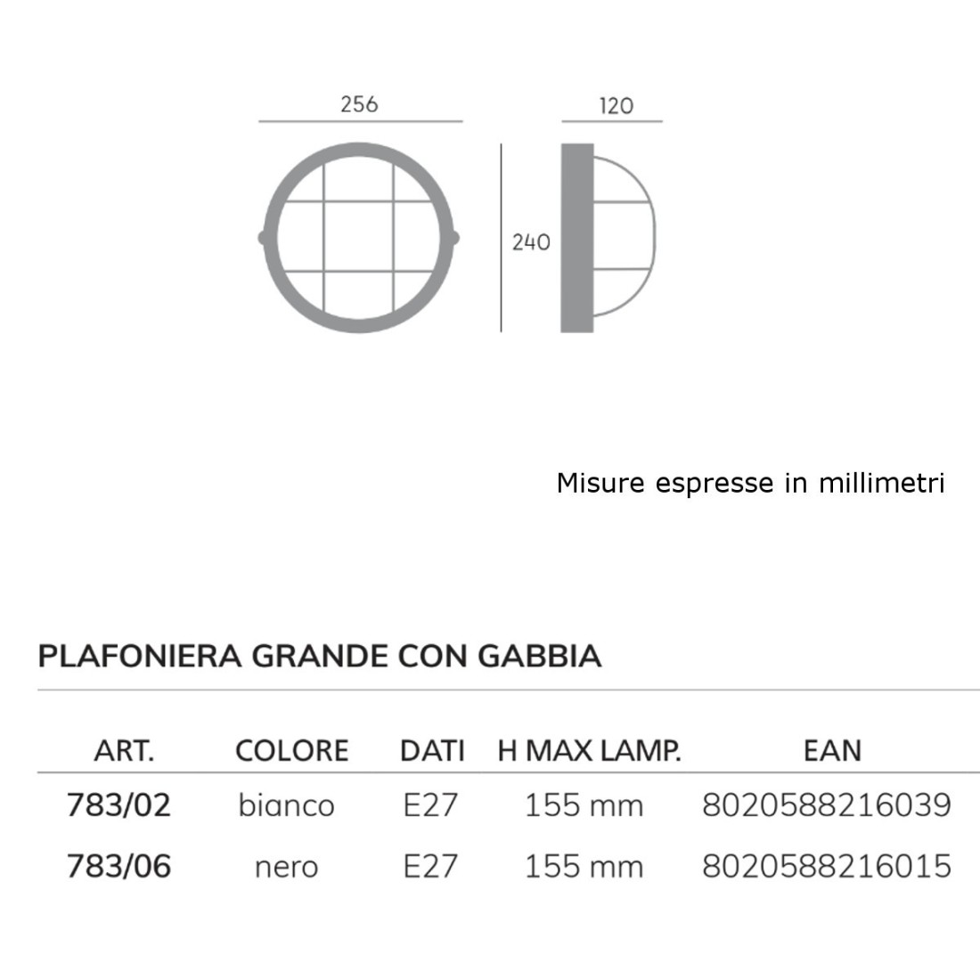 Sovil Aplique moderno Iluminación INDUSTRIAL REDONDO 783 E27 LED