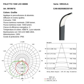 Sovil VIRGOLA 99199 Lanterne d'extérieur moderne 16 LED