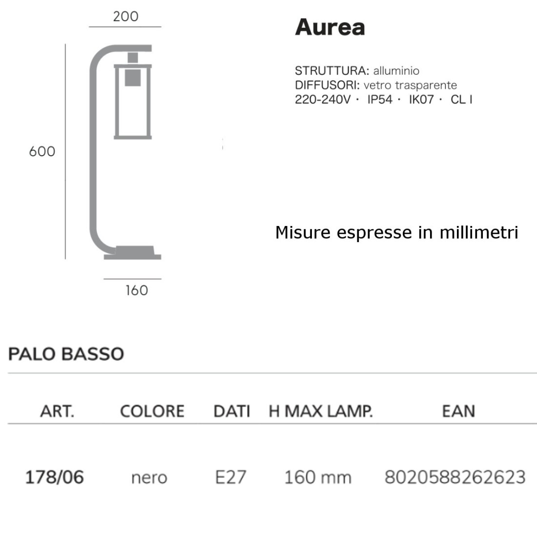 Piantana moderna Livos LOUNGE 379 377 E27 LED alluminio resina