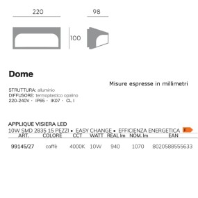 Applique esterno classico Sovil DOME 99145 27 LED