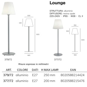 Lampadaire moderne Livos LOUNGE 379 377 E27 LED en résine d'aluminium