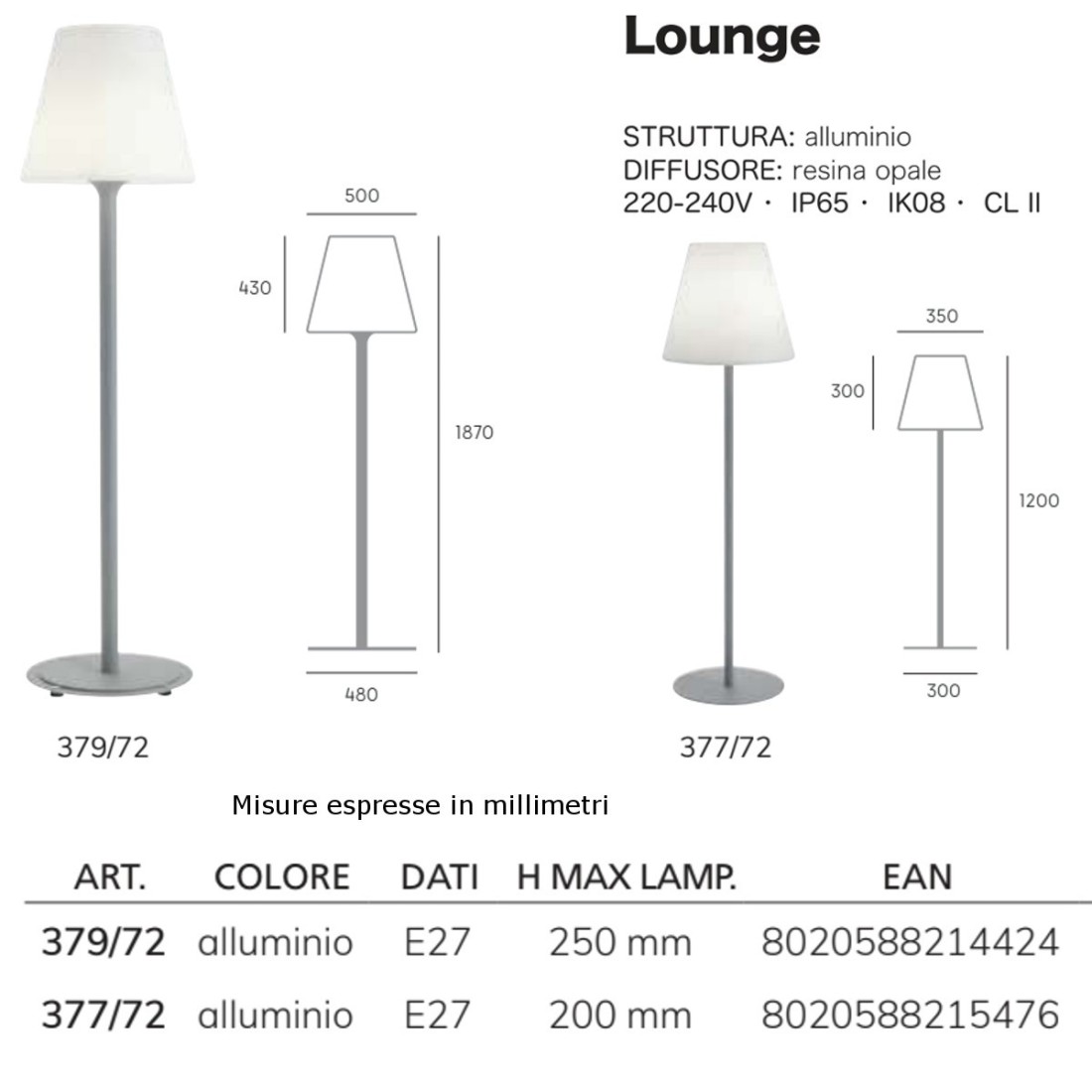 Moderne Stehleuchte Livos LOUNGE 379 377 E27 LED Aluminiumharz