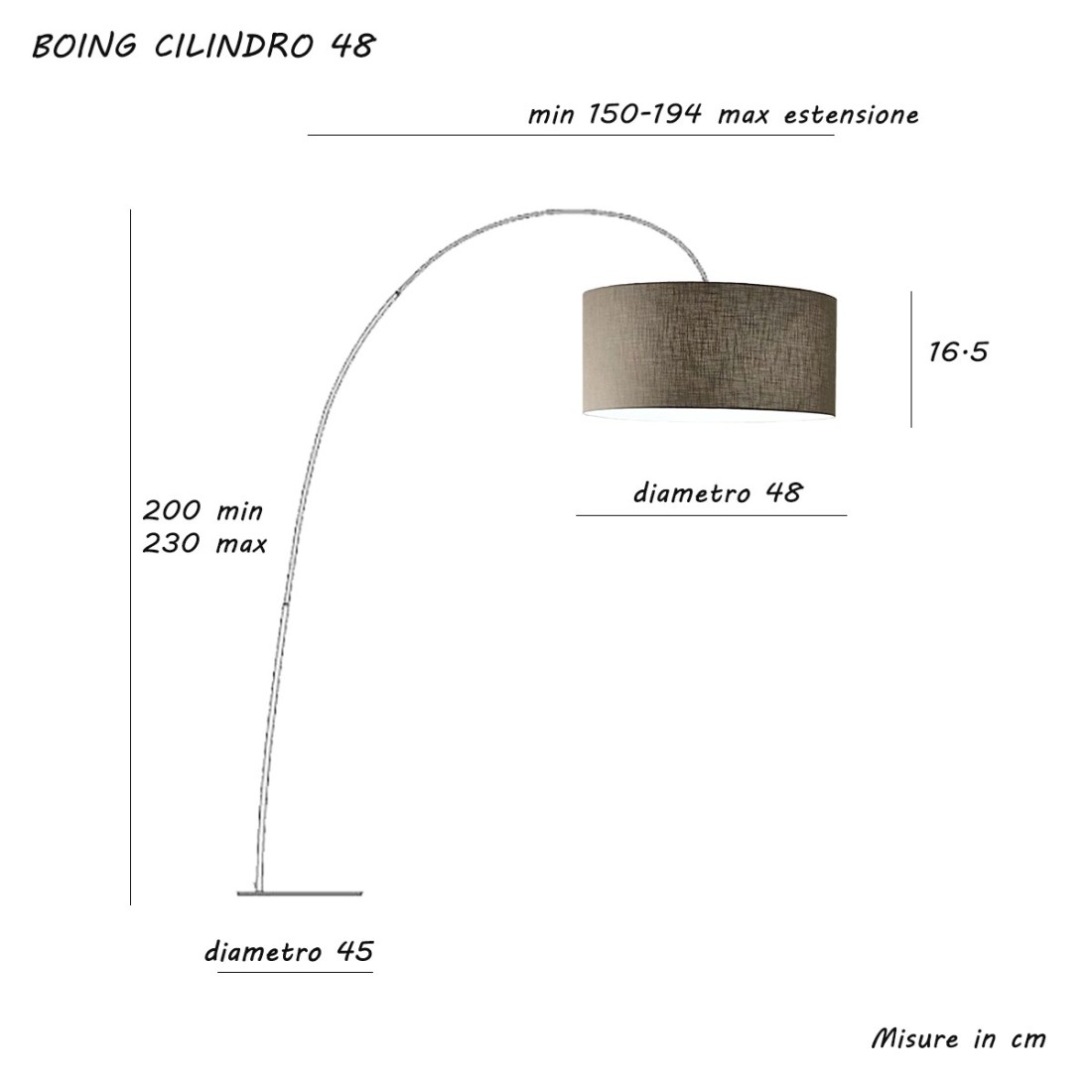 Lámpara de pie de arco Illuminando CILINDRO BOING G 48 E27 LED