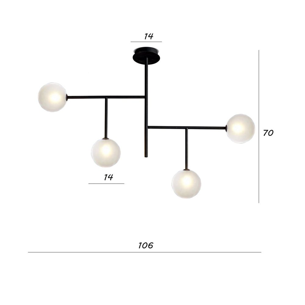 Lámpara de techo moderna Illuminando BOLLE PLBOLLE4NRTR G9 LED