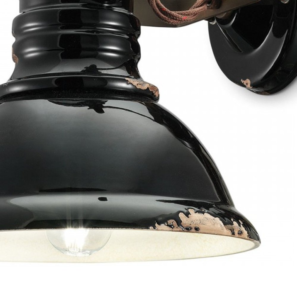 Retrò LED-Keramik-Wandleuchte INDUSTRIAL E27 C1693 Ferroluce