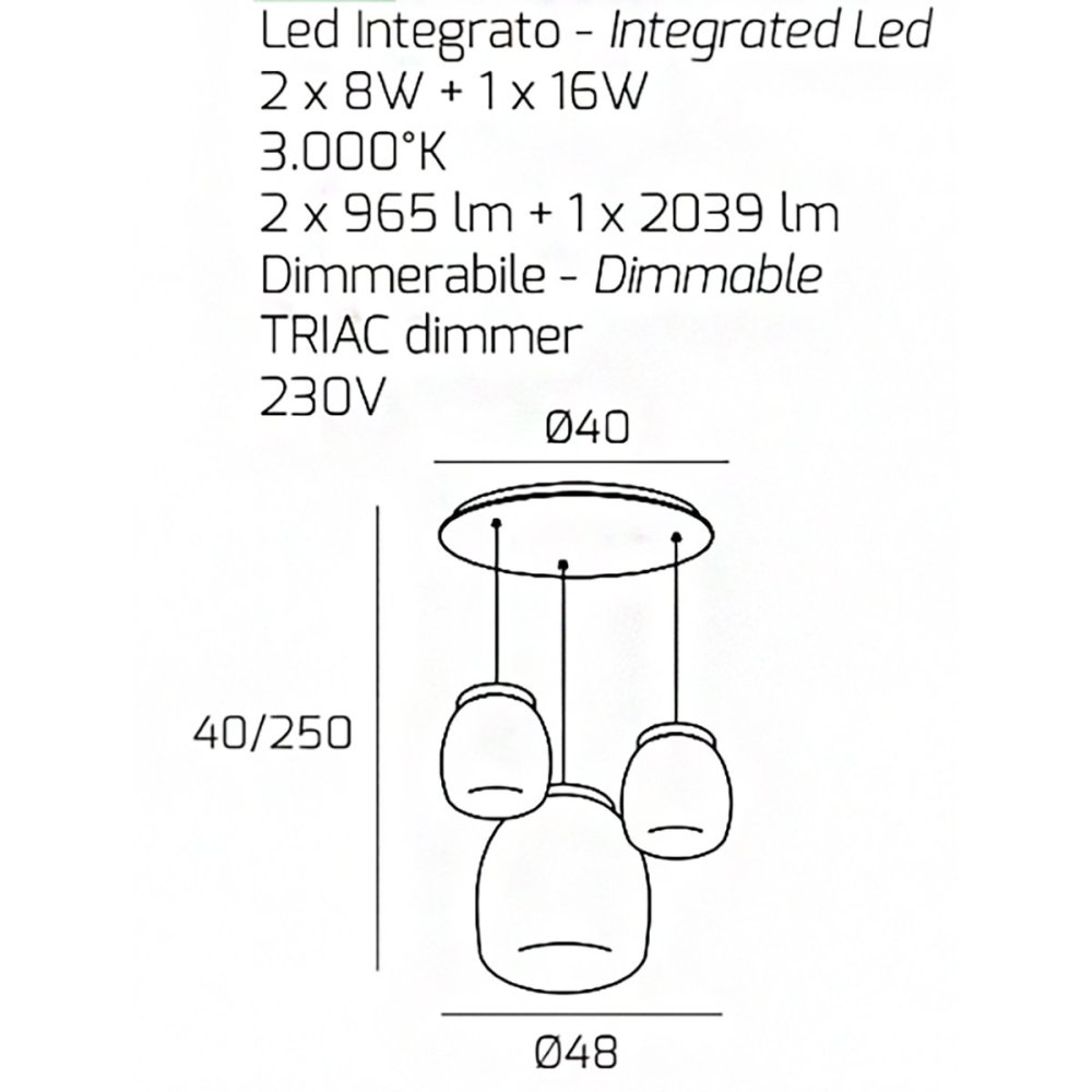 Lampadario moderno Top Light DRUM 1192 BI S3 TMIX