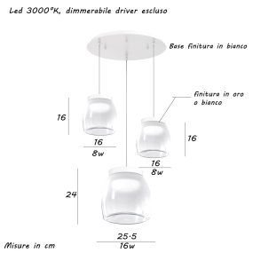 Lampadario moderno Top Light DRUM 1192 BI S3 TMIX