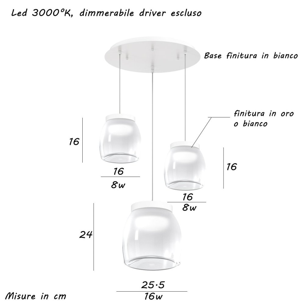 Lampadario moderno Top Light DRUM 1192 BI S3 TMIX