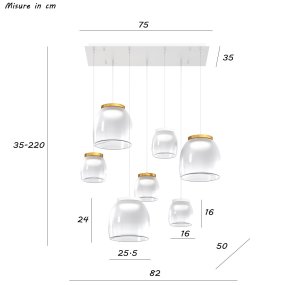 Lampadario moderno Top Light DRUM 1192 BI S7 RMIX BO