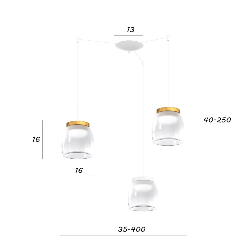 Lustre moderne Top Light DRUM 1192 BI S3 SP BO