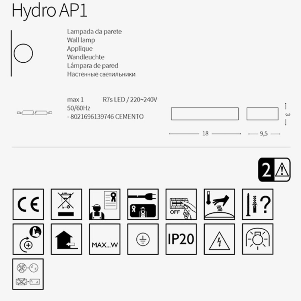 Aplique moderno Ideal Lux HYDRA 139746 R7s LED