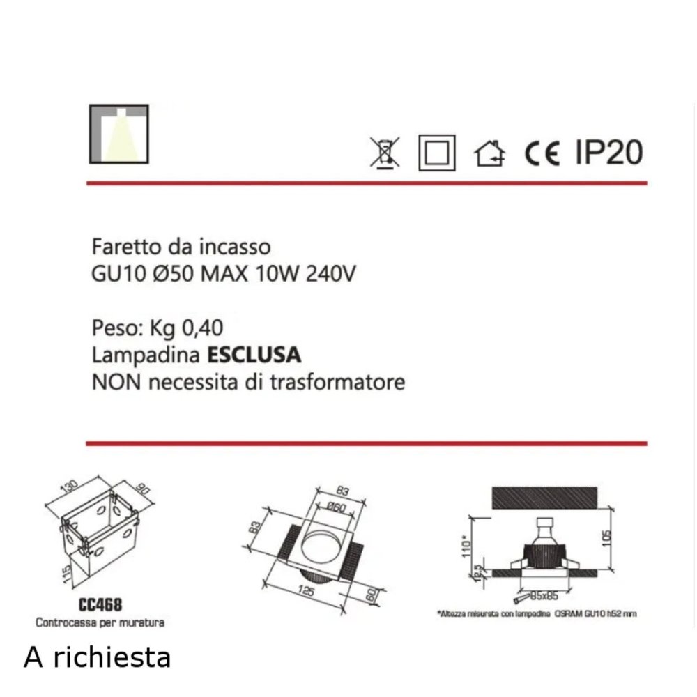 Faretto gesso Belfiore 0026 35 GU10 LED