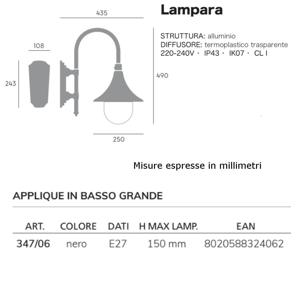 Aplique clásico Livos LAMPARA 347 06 E27 LED