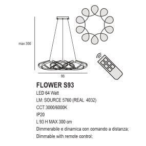 Lampadario led Promoingross FLOWER S93 LED CCT