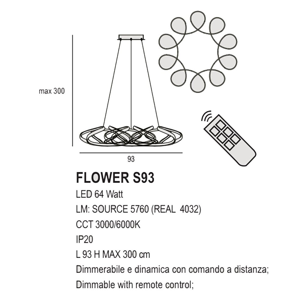 Lampadario led Promoingross FLOWER S93 LED CCT