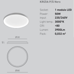 Gea Luce lámpara de techo LED KRIZIA PG N 50W 3000°K