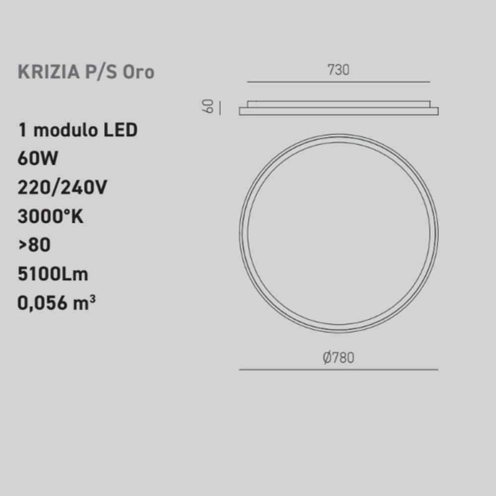 Plafoniera led Gea Luce KRIZIA PS O 60W 3000°K