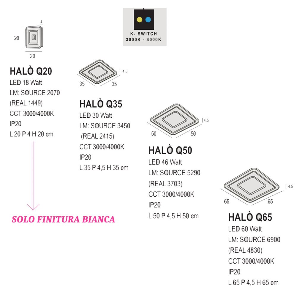 Plafonnier moderne Promoingross HALO Q WH LED CCT